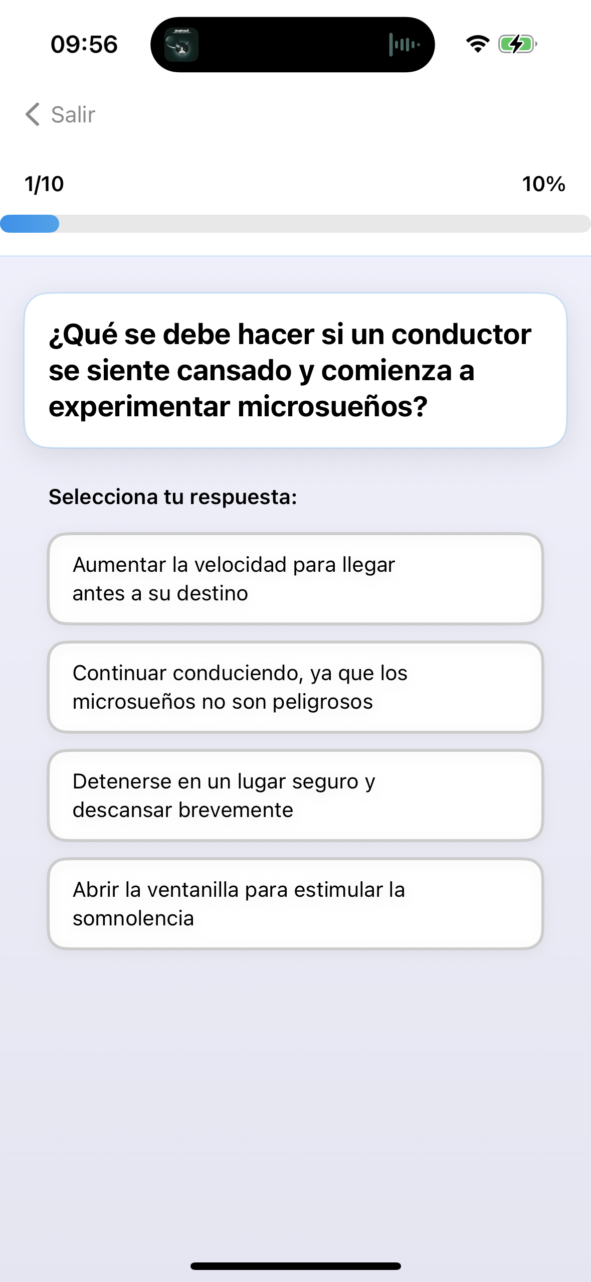 PractiCar App Screenshot - Multiple Choice